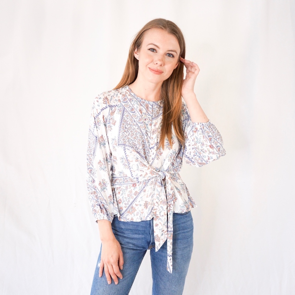 JAASE Blake Print Gabriella Tie Front Top